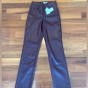 Good American Faux Leather Pants- Burgundy